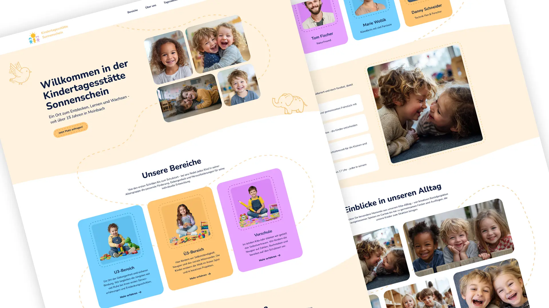 Bild der Webseite von Kita Sonnenschein